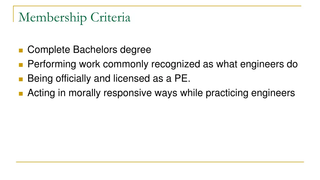 membership criteria