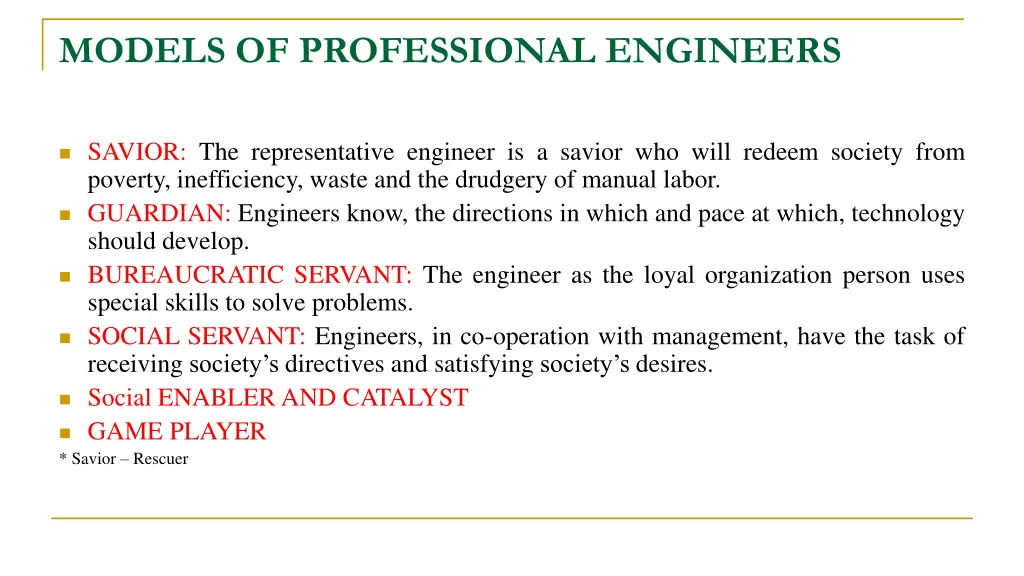 models of professional engineers