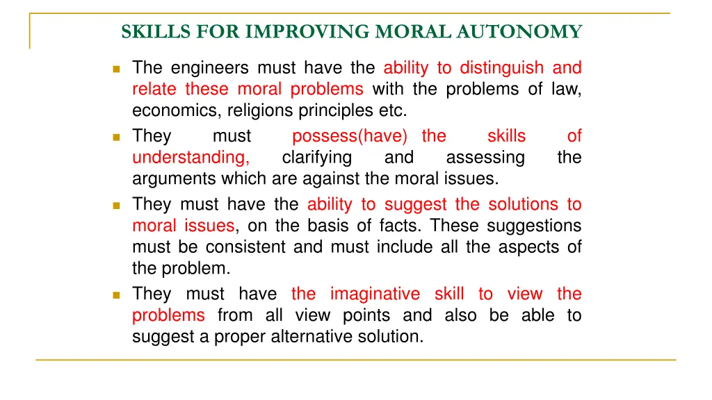 skills for improving moral autonomy