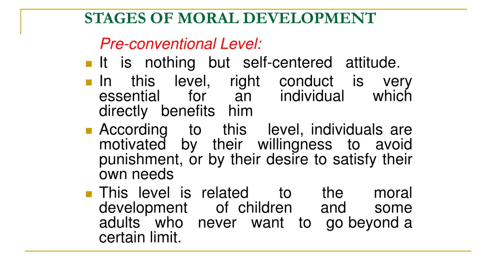 stages of moral development pre conventional