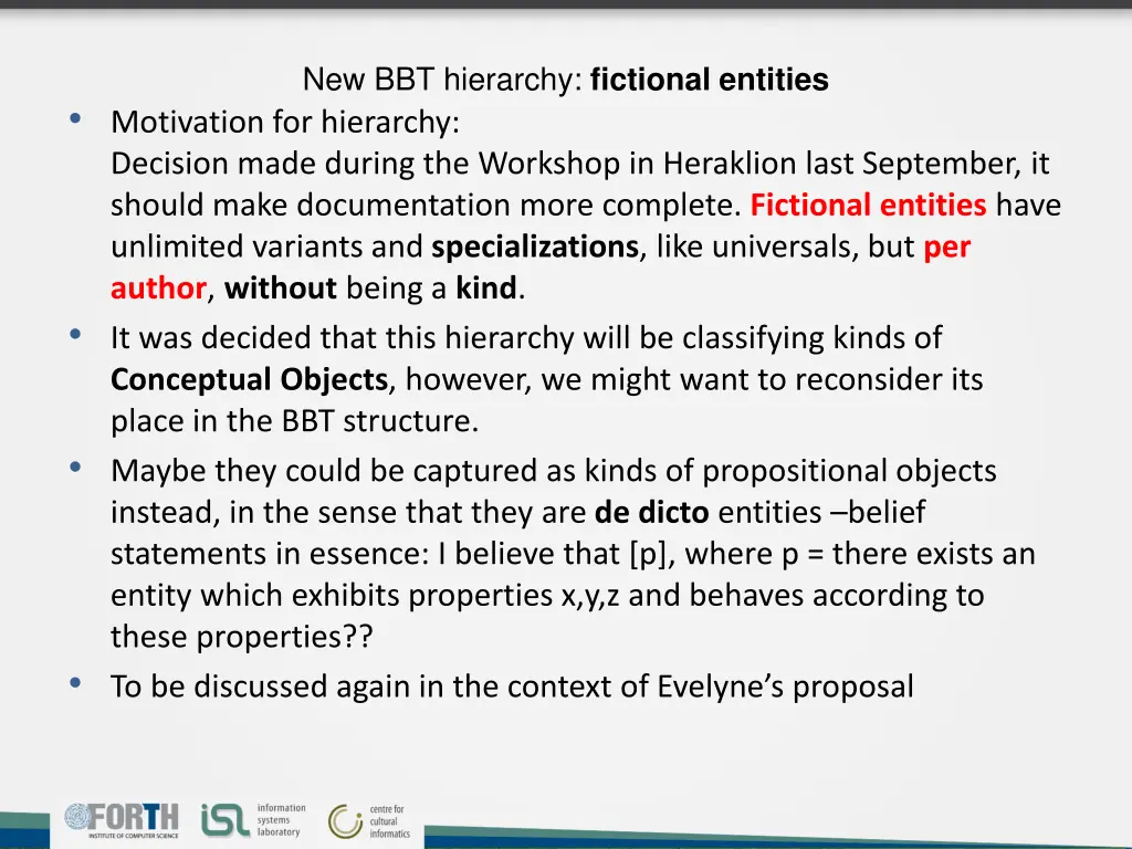 new bbt hierarchy fictional entities motivation