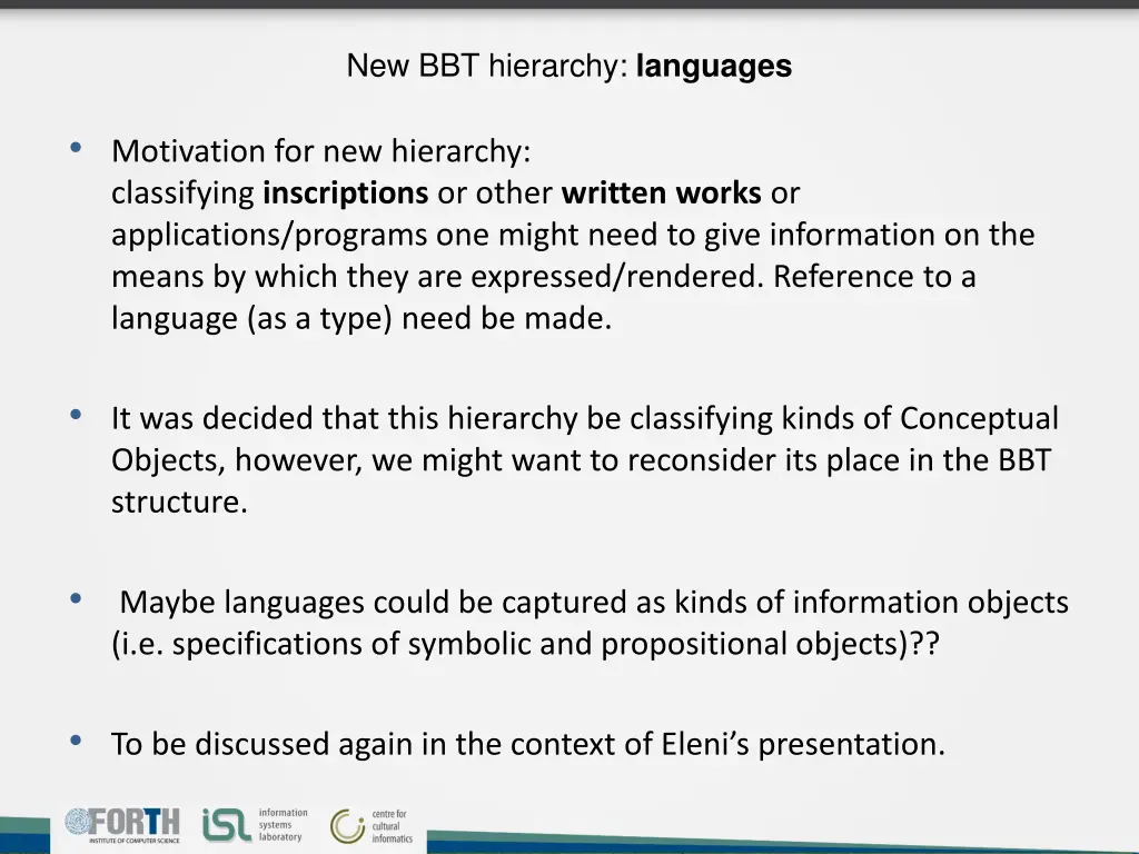 new bbt hierarchy languages