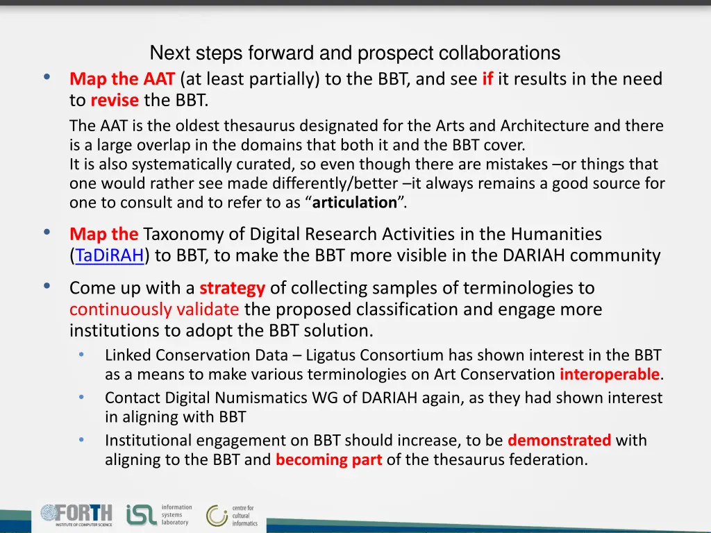 next steps forward and prospect collaborations