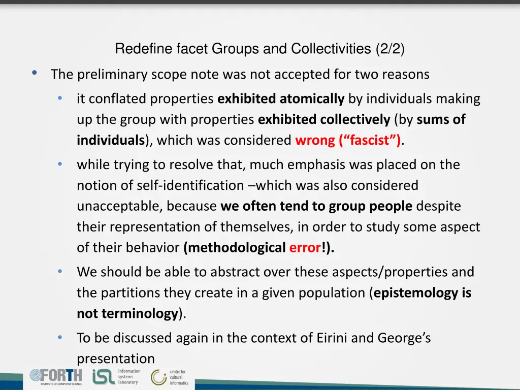 redefine facet groups and collectivities 1