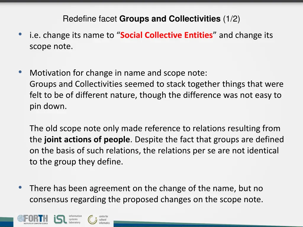 redefine facet groups and collectivities