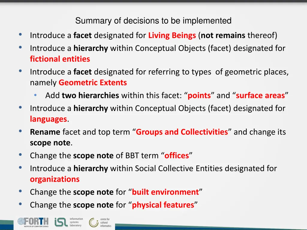 summary of decisions to be implemented introduce