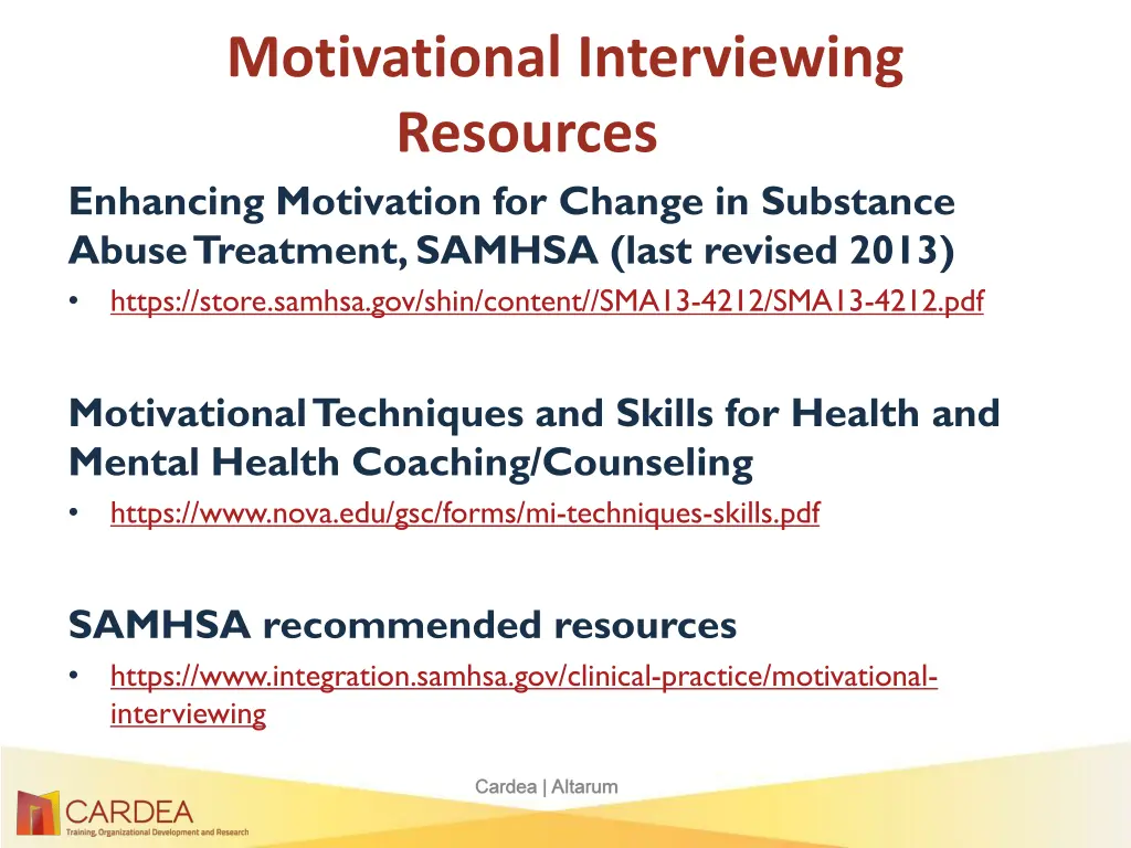 motivational interviewing resources enhancing