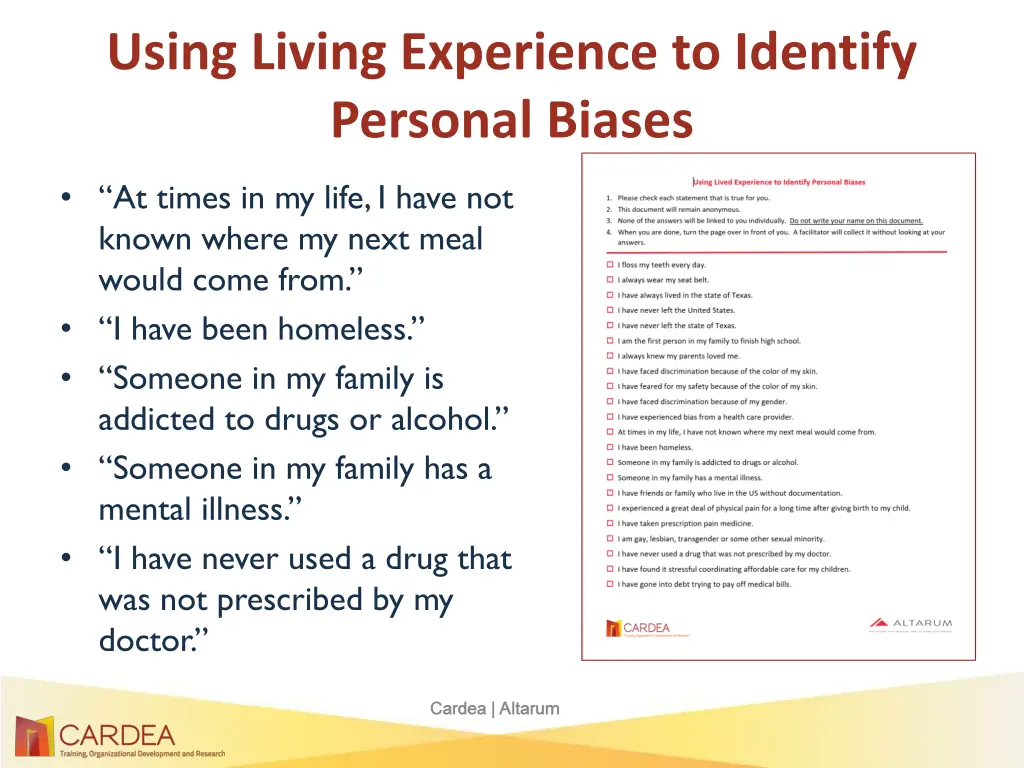 using living experience to identify personal