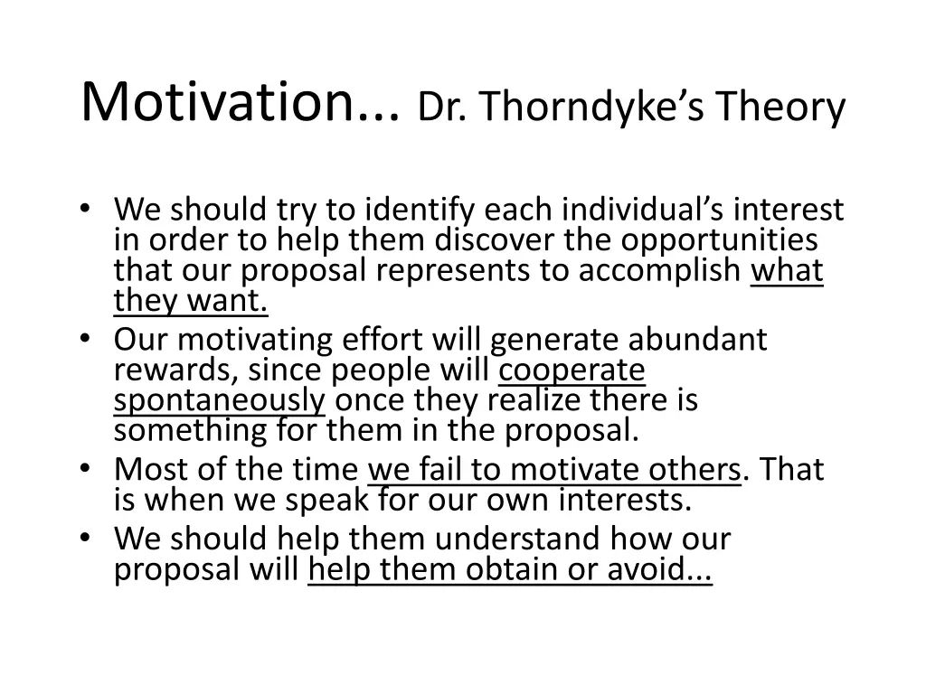 motivation dr thorndyke s theory 1