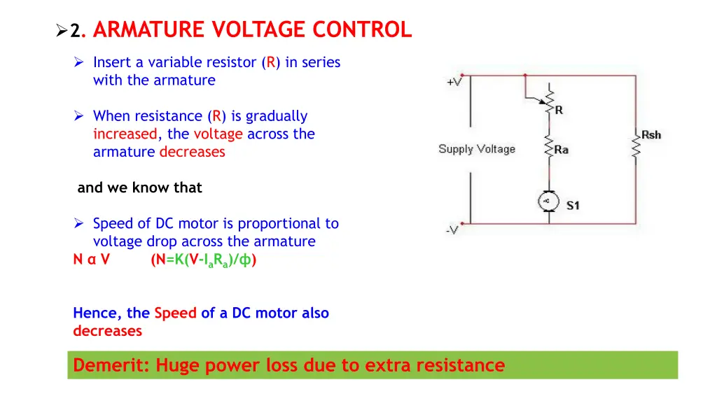 2 armature voltage control