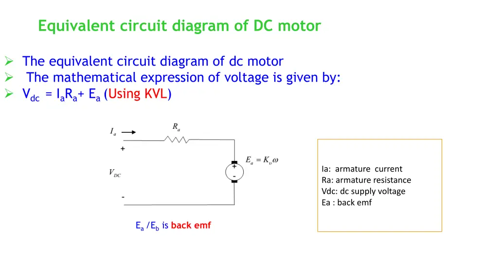equivalent circuit diagram of dc motor