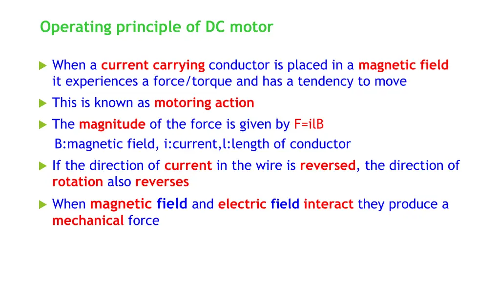 operating principle of dc motor