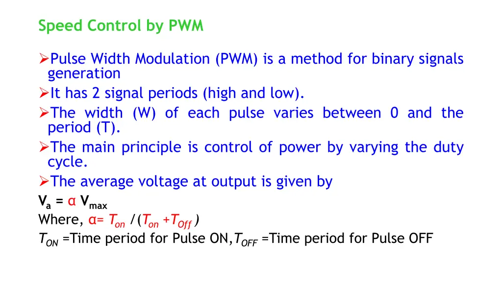 speed control by pwm