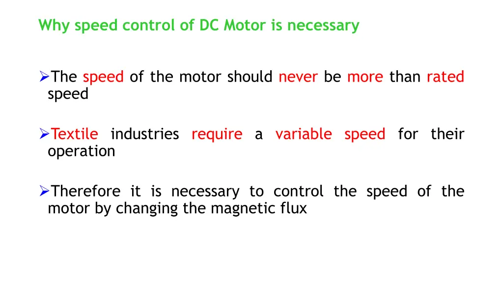 why speed control of dc motor is necessary