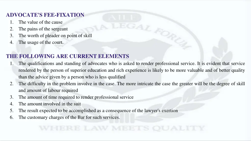 advocate s fee fixation 1 the value of the cause