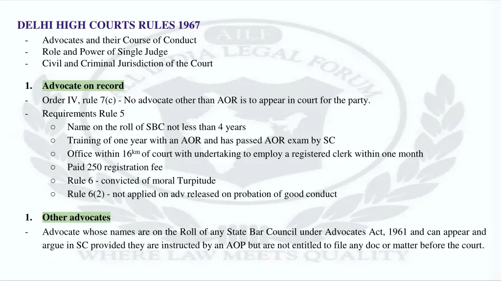 delhi high courts rules 1967 advocates and their
