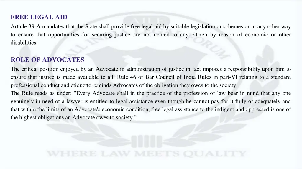 free legal aid article 39 a mandates that