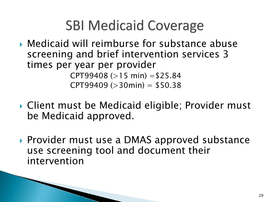 medicaid will reimburse for substance abuse