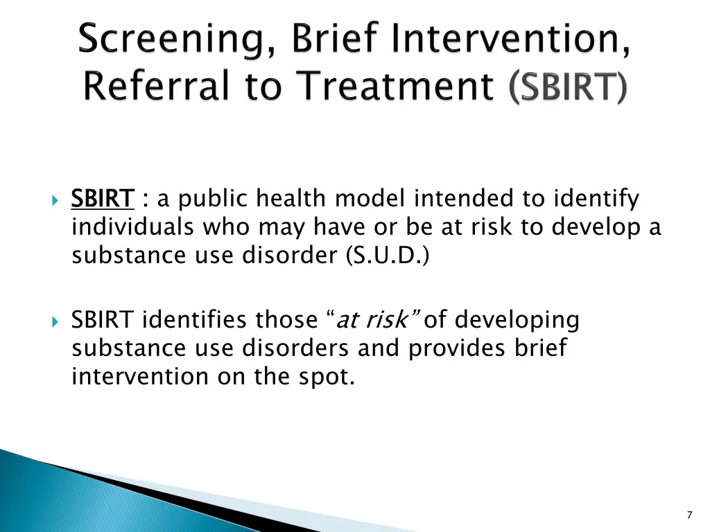 sbirt individuals who may have or be at risk