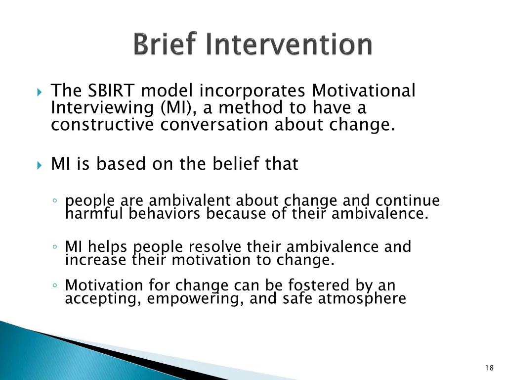 the sbirt model incorporates motivational