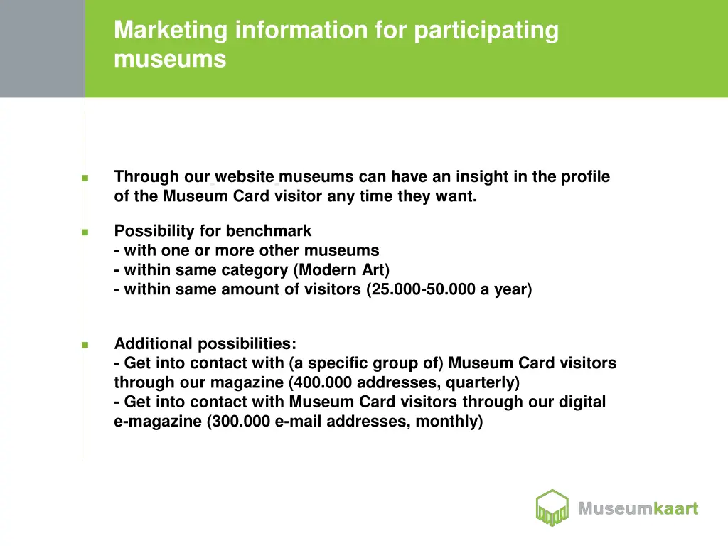 marketing information for participating museums