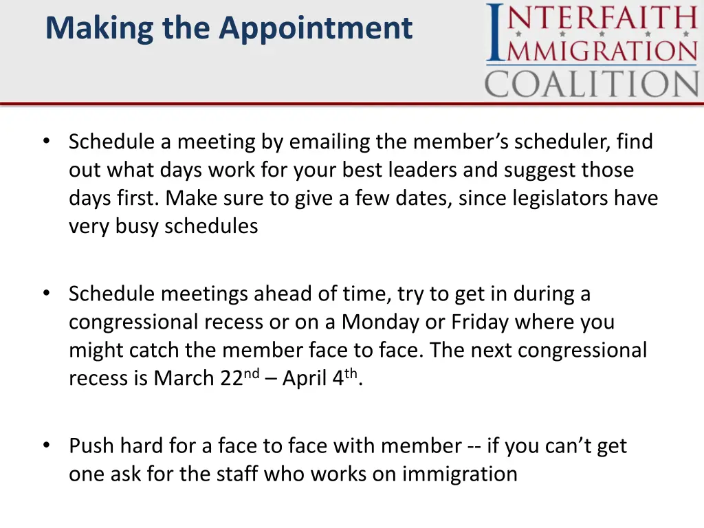 making the appointment