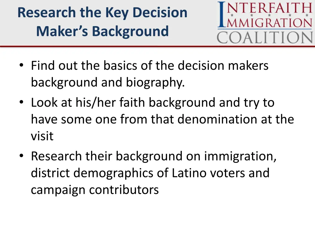 research the key decision maker s background