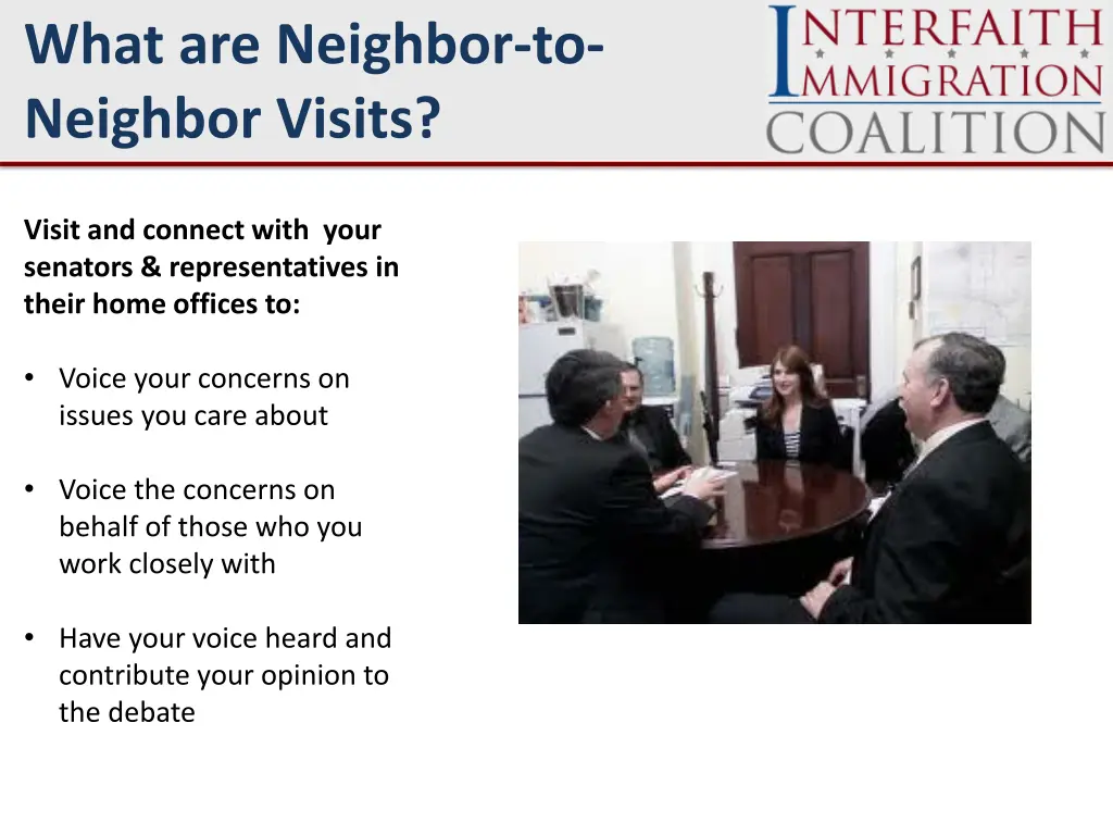 what are neighbor to neighbor visits 1