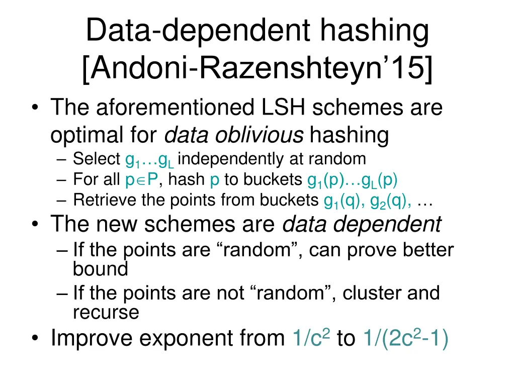 data dependent hashing andoni razenshteyn