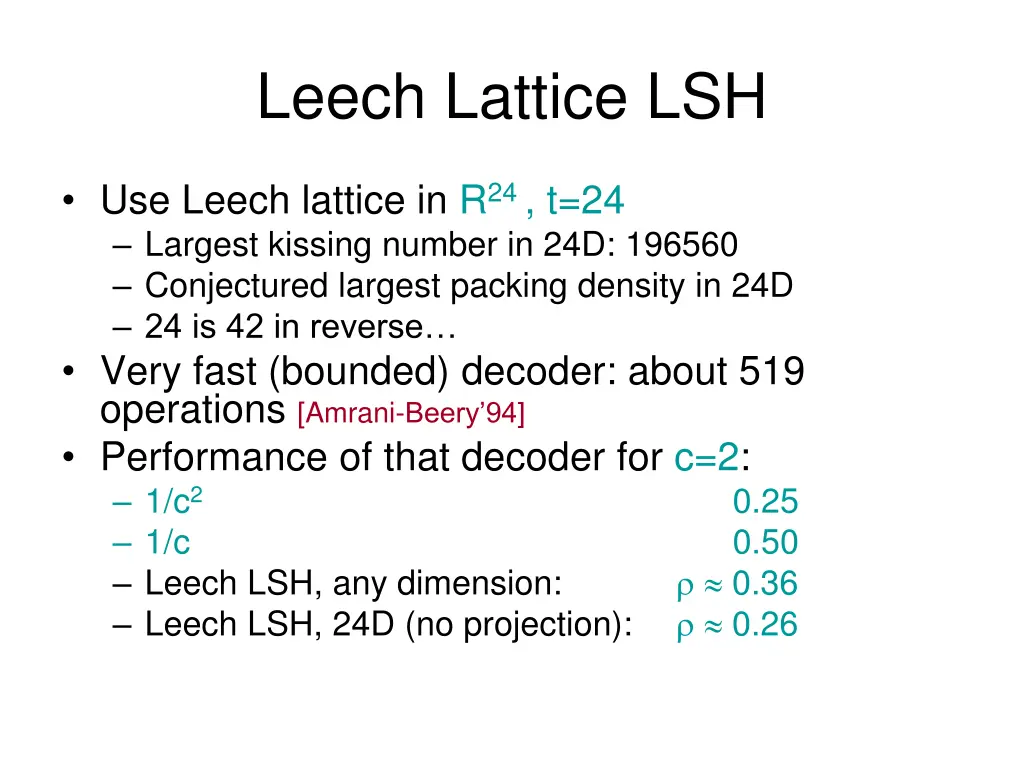 leech lattice lsh
