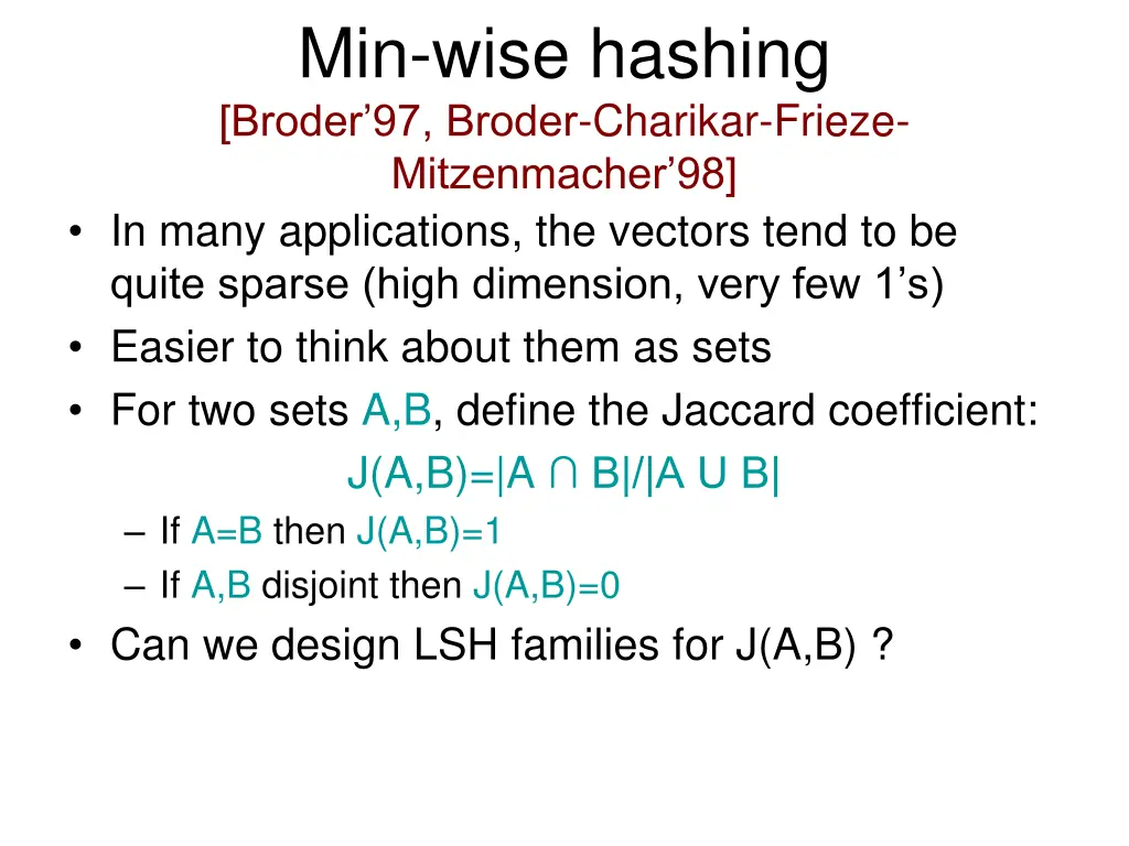 min wise hashing broder 97 broder charikar frieze