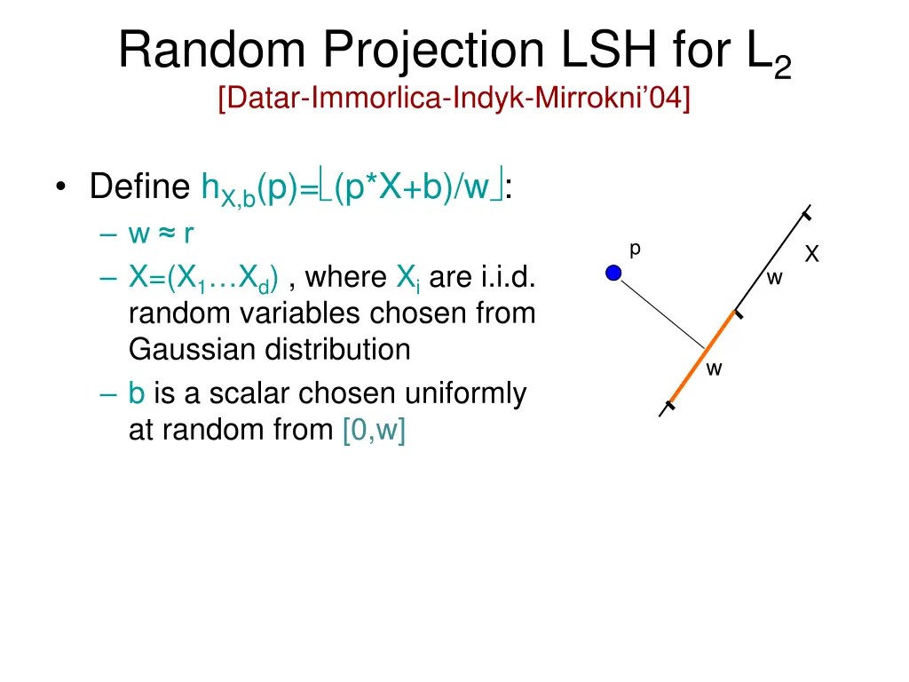 random projection lsh for l 2 datar immorlica