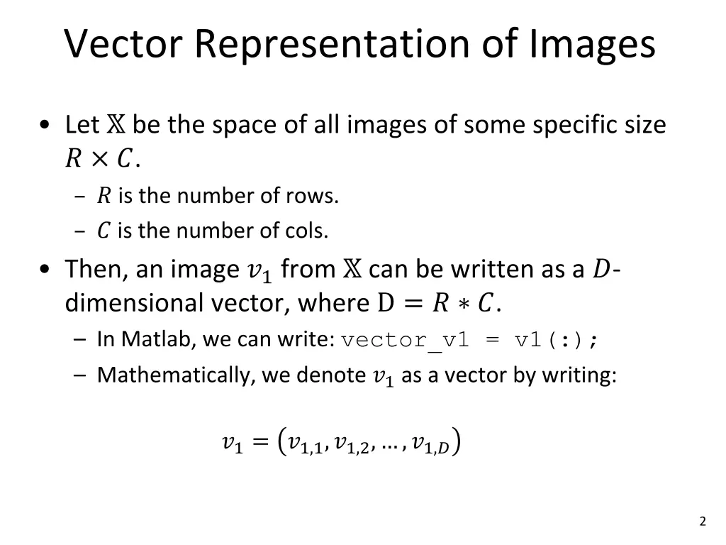 vector representation of images