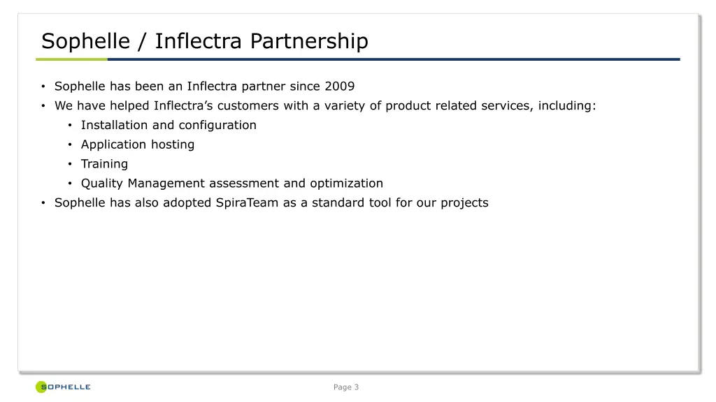 sophelle inflectra partnership