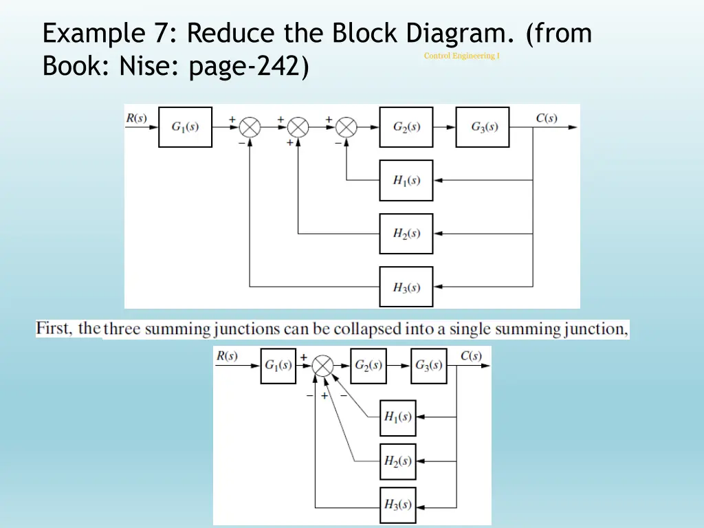 example 7 reduce the block diagram from book nise
