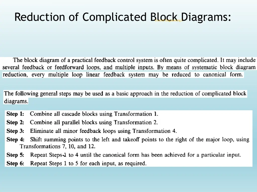 reduction of complicated block diagrams