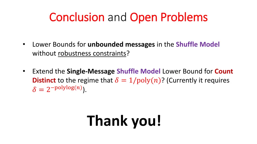 conclusion conclusion and open problems