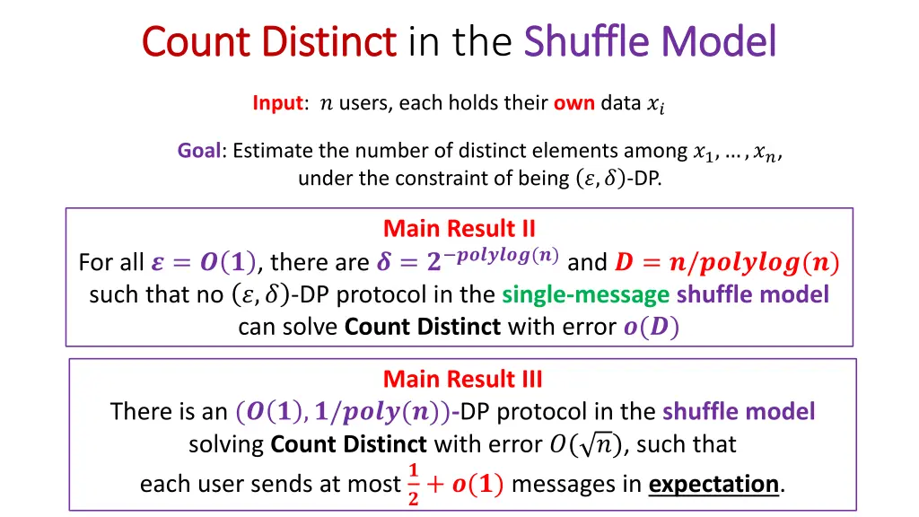 count distinct count distinct in the shuffle model