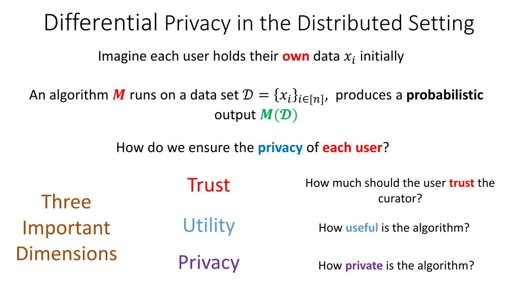 differential privacy in the distributed setting