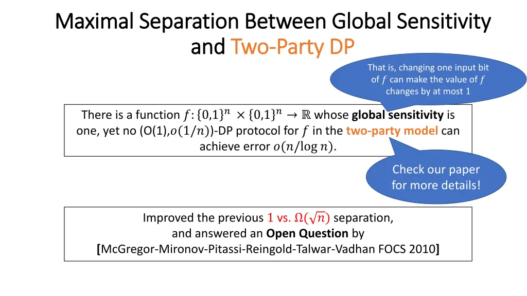 maximal separation between global sensitivity