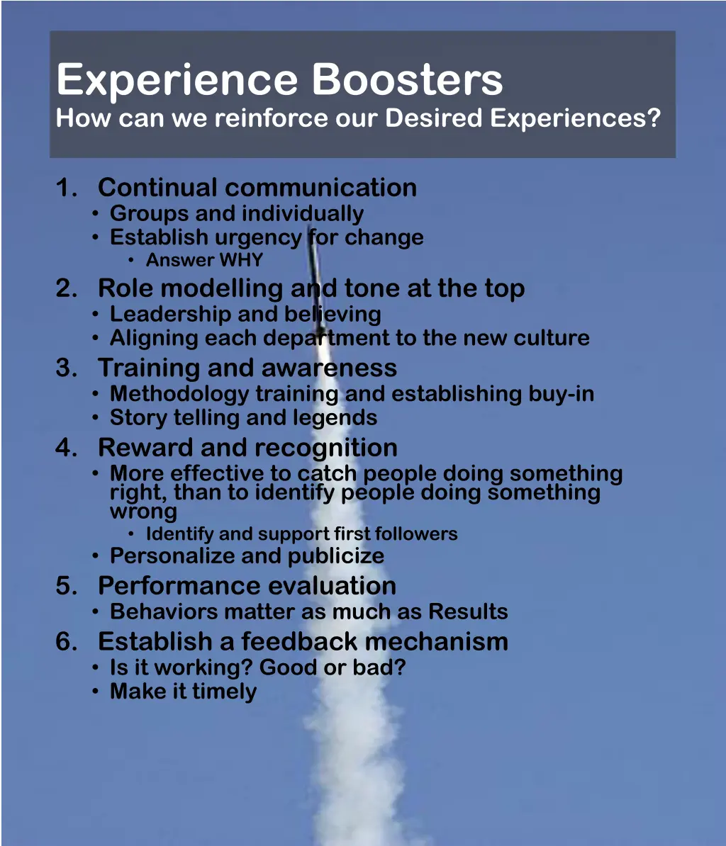 experience boosters how can we reinforce