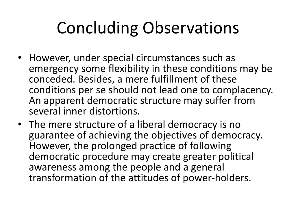 concluding observations