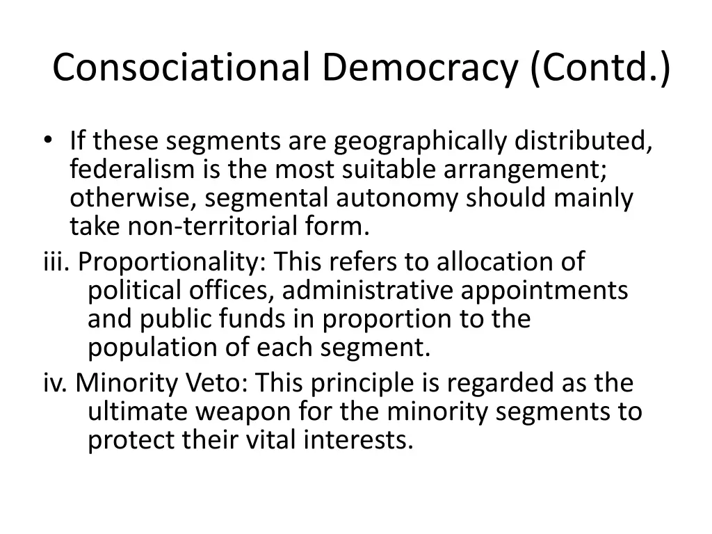 consociational democracy contd 1