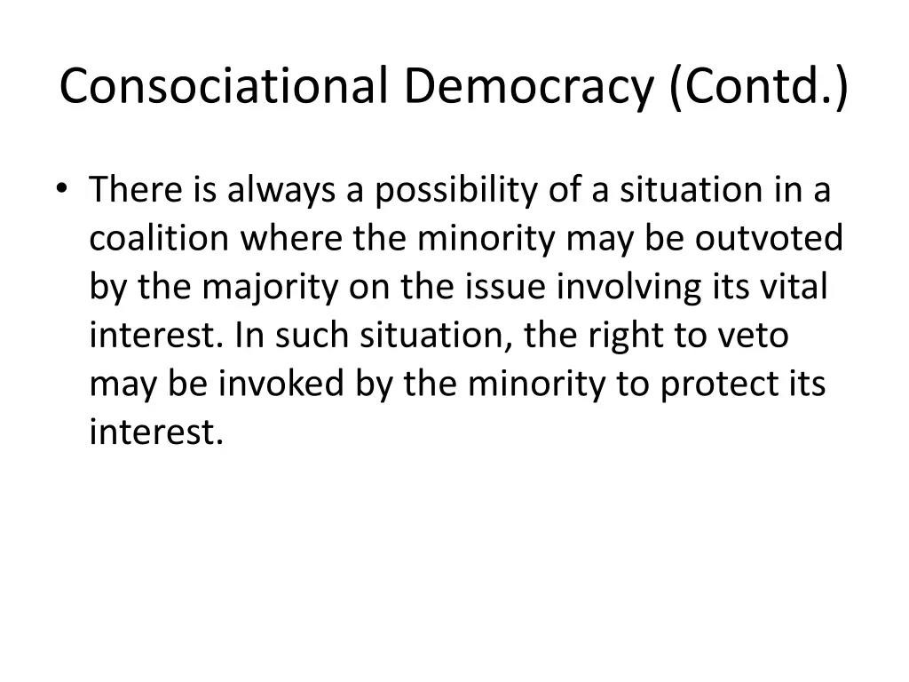 consociational democracy contd 2