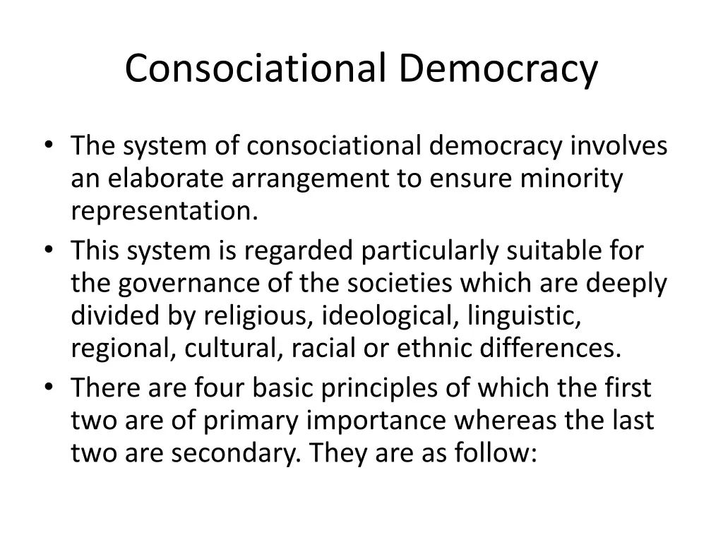 consociational democracy