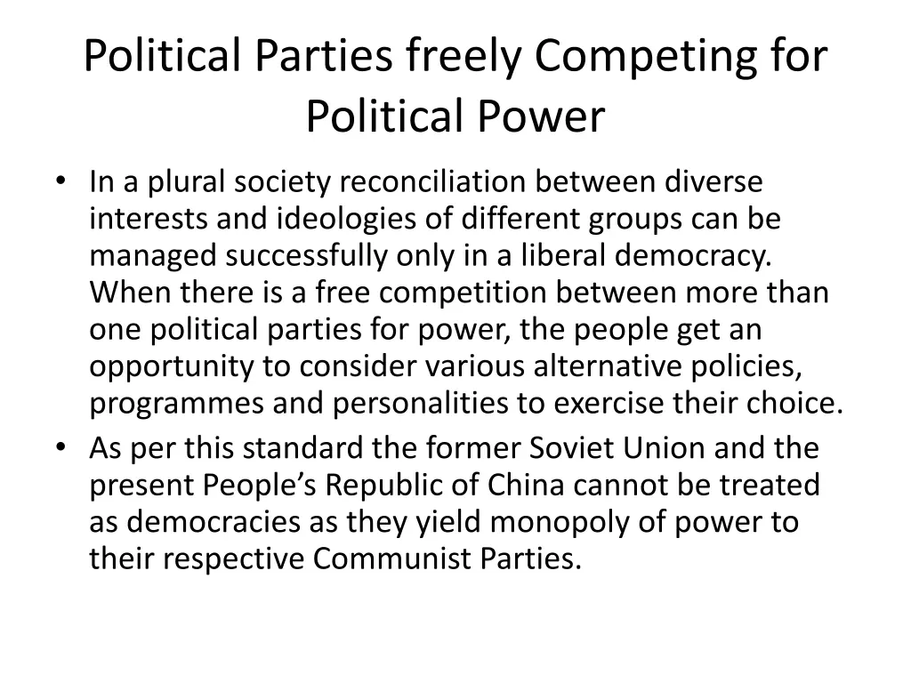 political parties freely competing for political