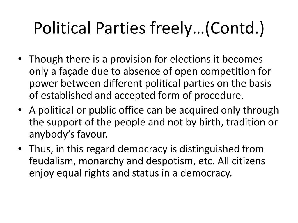 political parties freely contd