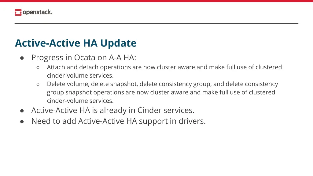 active active ha update progress in ocata