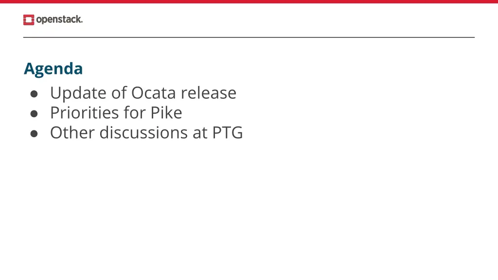 agenda update of ocata release priorities