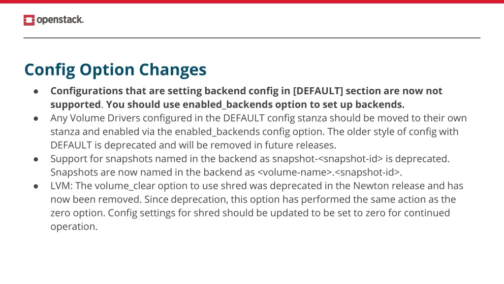 config option changes configurations that